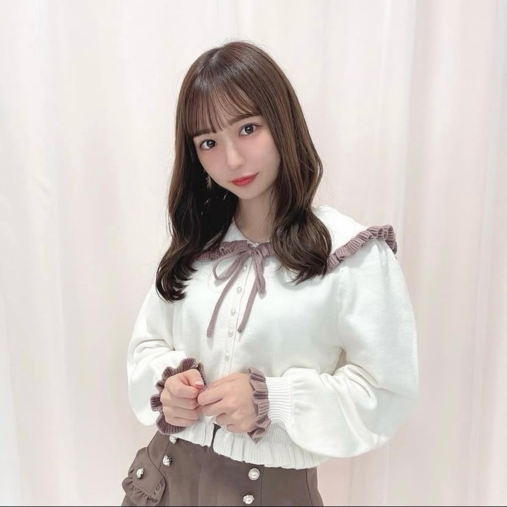 Honey Cinnamon Color Scheme Frill Knit Cardigan
